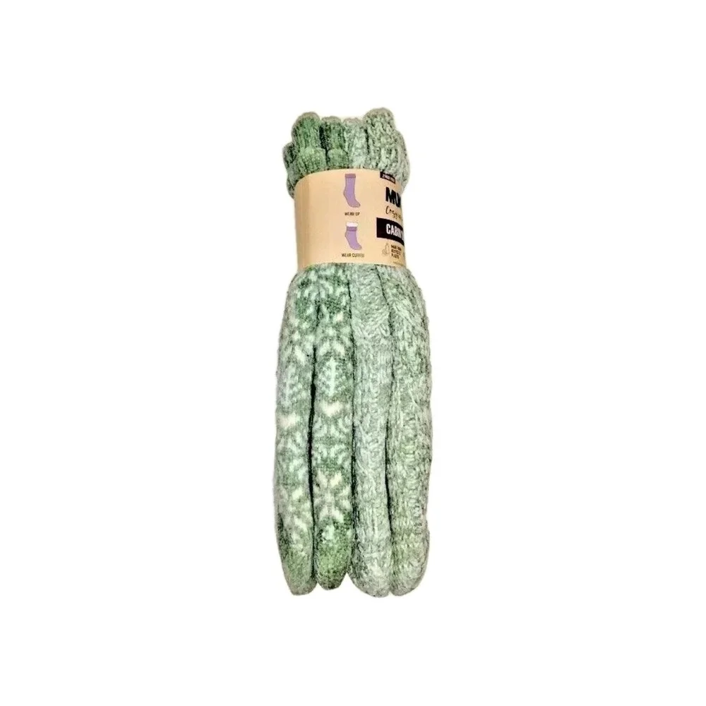 Winter Green Cabin Socks pair L/XL Fair Isle MUK LUKS Non‎ Skid Soft St Patricks